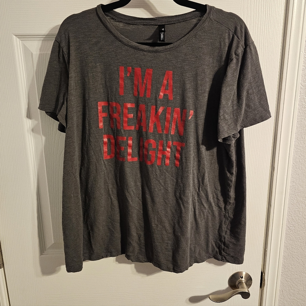 Torrid Charcoal Sleep Tee with Red Text